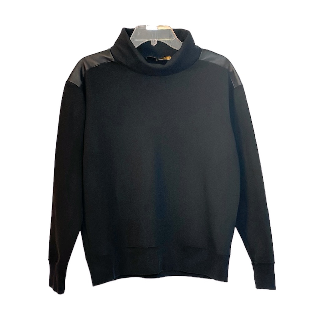 Polo by Ralph Lauren Black Mock Neck Sweatshirt with Shoulder Panels